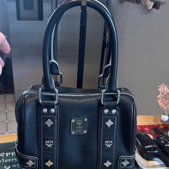 MCM Black Satchel with Silver Accents - Picture 1 of 17